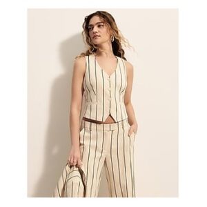 Striped Button Front Blazer Vest